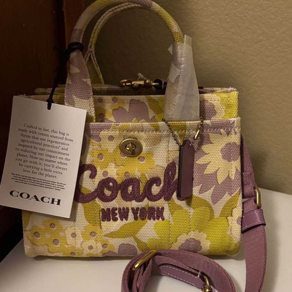 Coach Women's Yellow and Purple Floral Tote